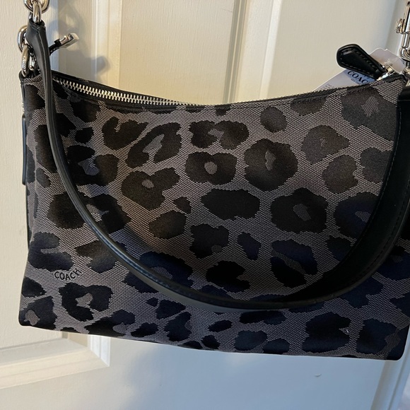 NWT Coach purse handbag black animal print leopard - Picture 4 of 9